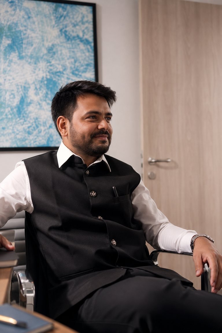 Adv. Brijesh Parekh at his chambers in Ahmedabad